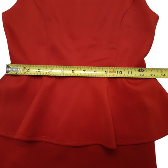 Forever 21 Dress Womens Juniors Small Red Peplum Short Sleeveless Ruffle Stretch - Picture 4 of 14